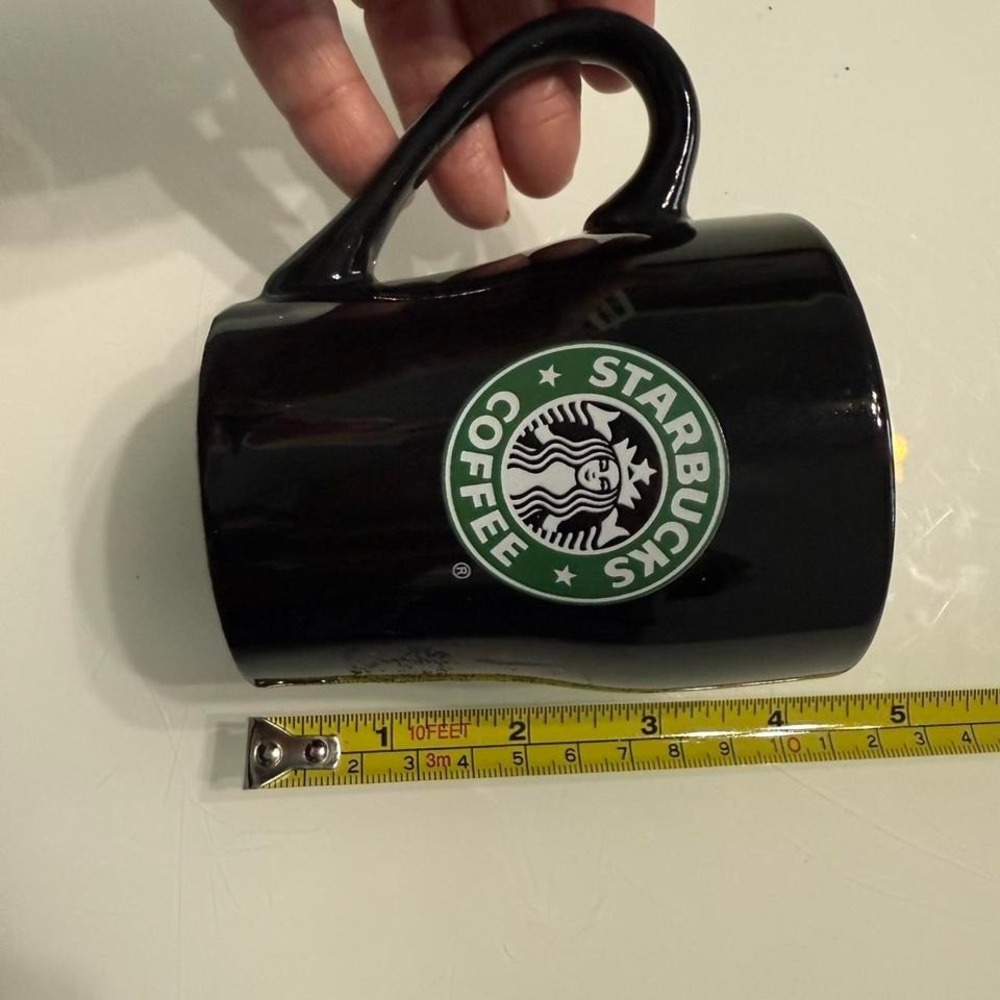 STARBUCKS 2008 Black Both Sides Mermaid Siren Logo Ceramic Coffee Mug Cup‎ 8oz - Picture 3 of 6